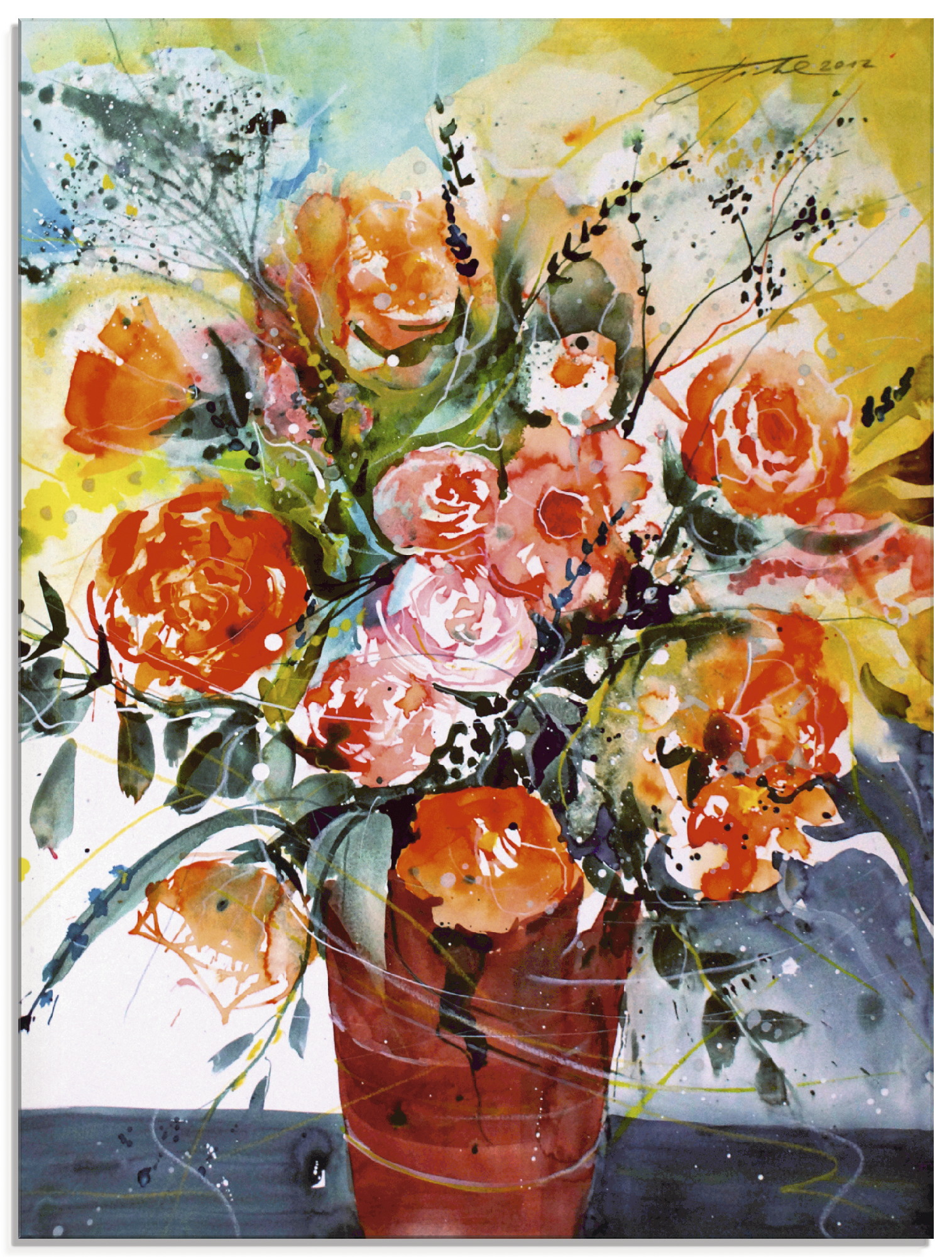 Artland Glasbild »Rosen in brauner Vase«, Blumen, (1 St.), in verschiedenen Grössen von Artland