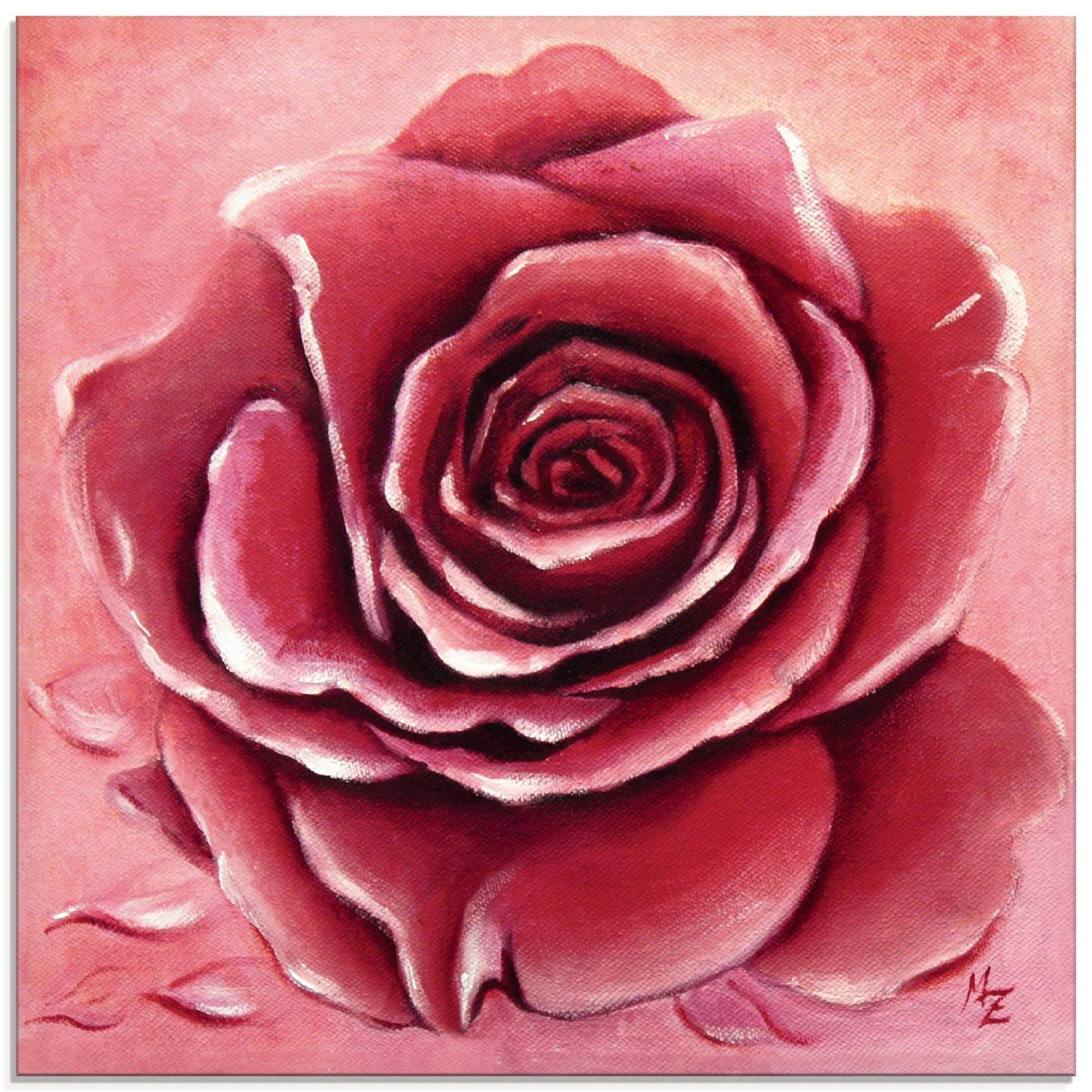 Artland Glasbild »Rote Rose handgemalt«, Blumen, (1 St.), in verschiedenen Grössen von Artland