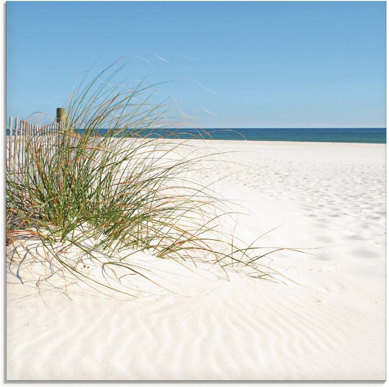 Artland Glasbild »Schöne Sanddüne mit Gräsern und Zaun«, Strand, (1 St.), in verschiedenen Grössen von Artland