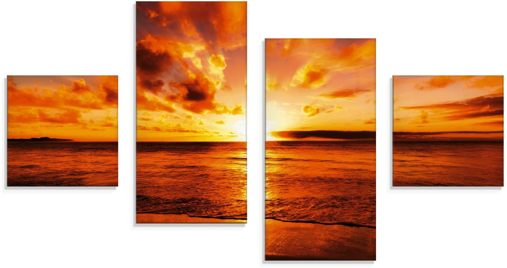 Artland Glasbild »Schöner Sonnenuntergang Strand«, Gewässer, (4 St.), in verschiedenen Grössen von Artland