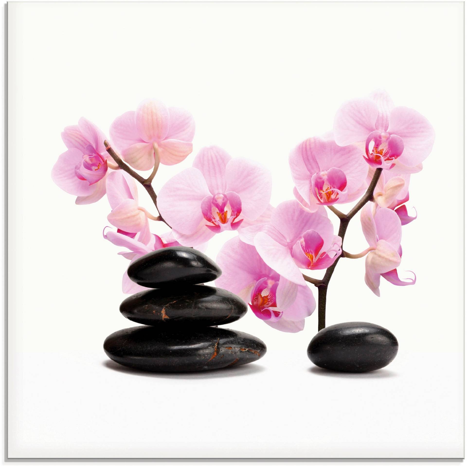 Artland Glasbild »Schwarze Steine und pinke Orchidee«, Zen, (1 St.), in verschiedenen Grössen von Artland