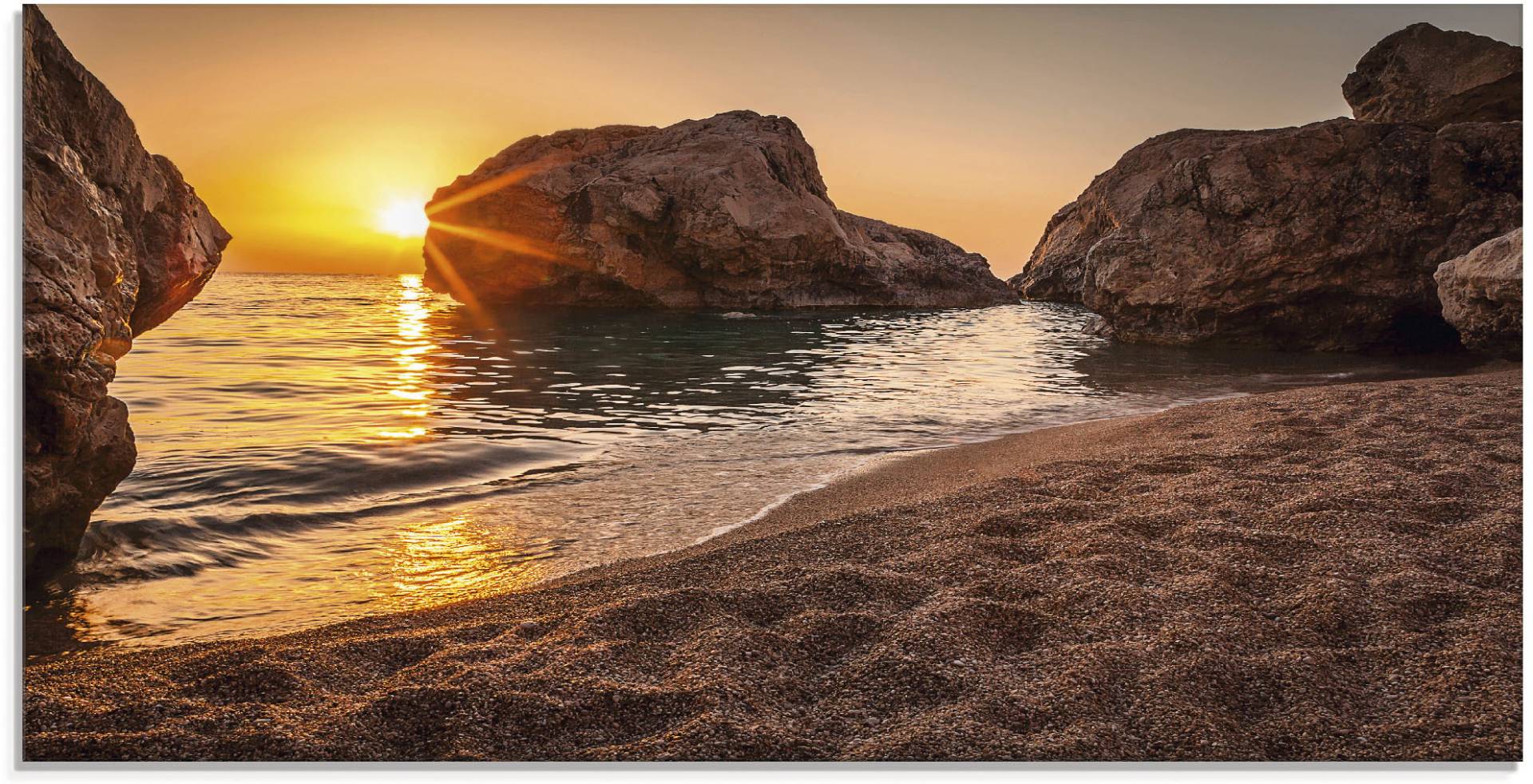 Artland Glasbild »Sonnenuntergang und Strand«, Strand, (1 St.), in verschiedenen Grössen von Artland