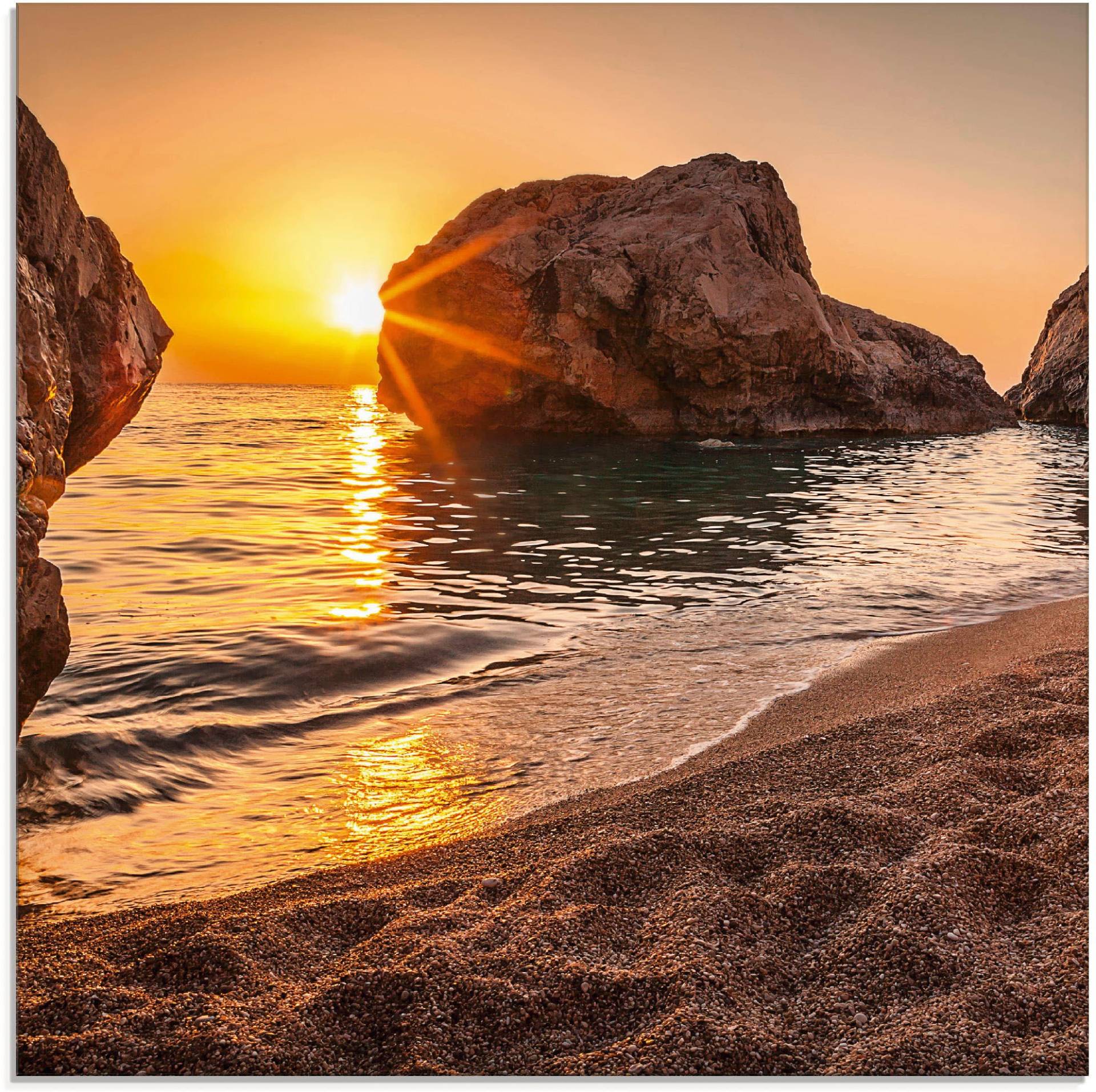 Artland Glasbild »Sonnenuntergang und Strand«, Strand, (1 St.), in verschiedenen Grössen von Artland