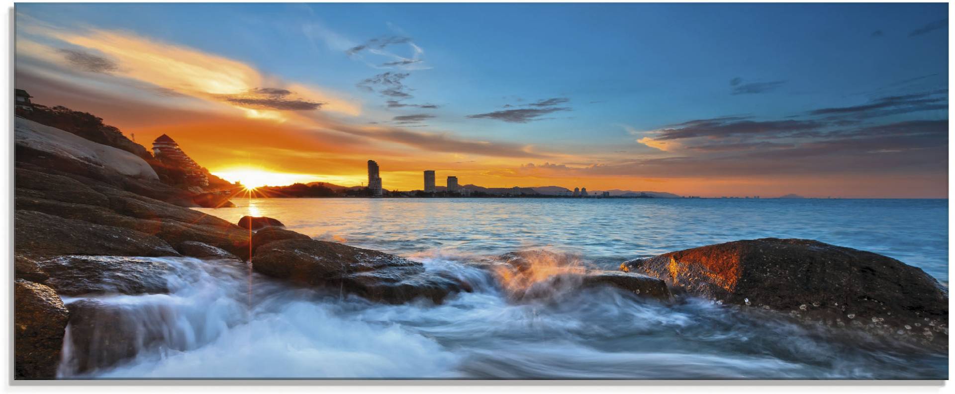 Artland Glasbild »Sonnenuntergangszeit am Hua-Hin Strand«, Gewässer, (1 St.), in verschiedenen Grössen von Artland