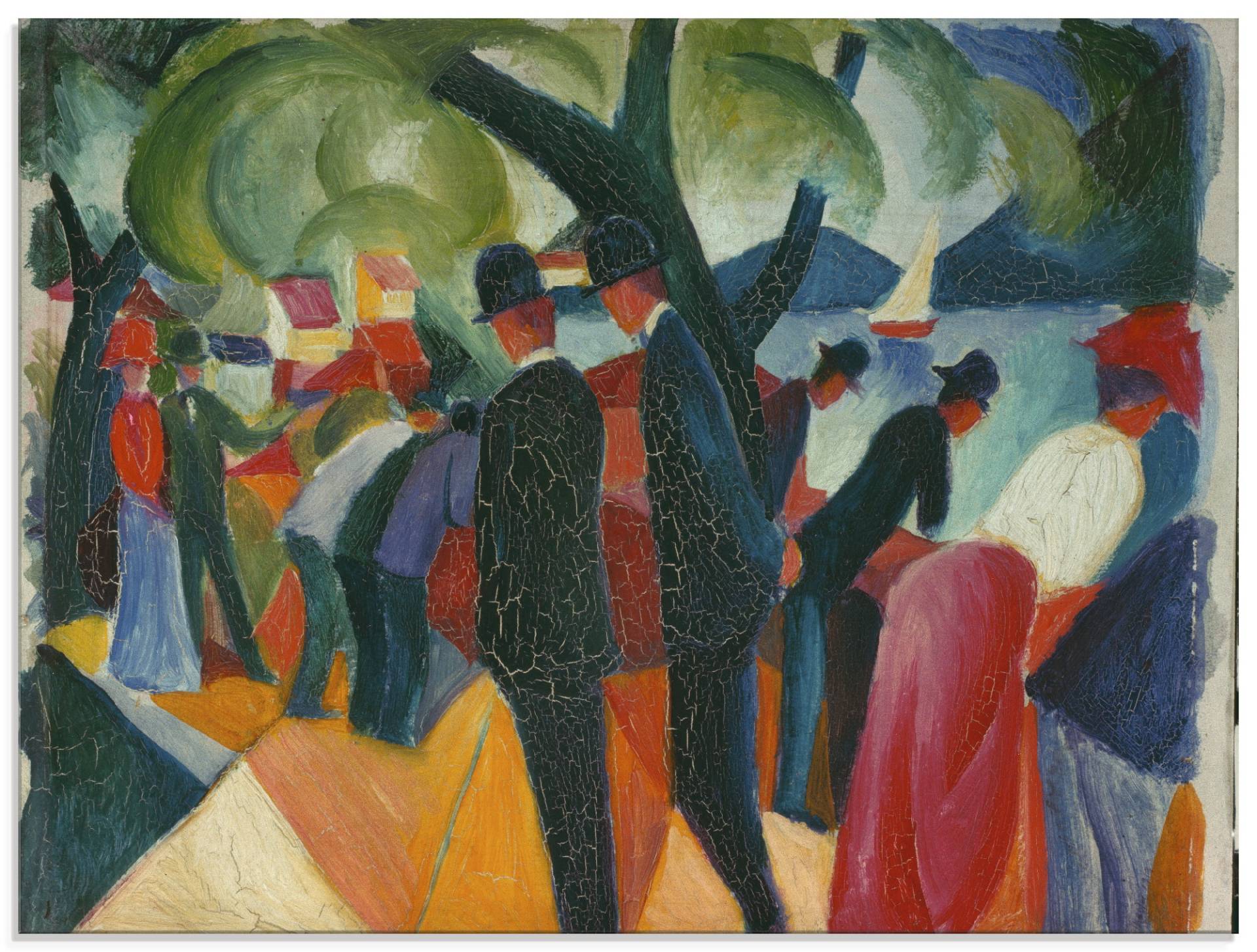 Artland Glasbild »Spaziergang auf der Brücke. 1913«, Gruppen & Familien, (1 St.), in verschiedenen Grössen von Artland