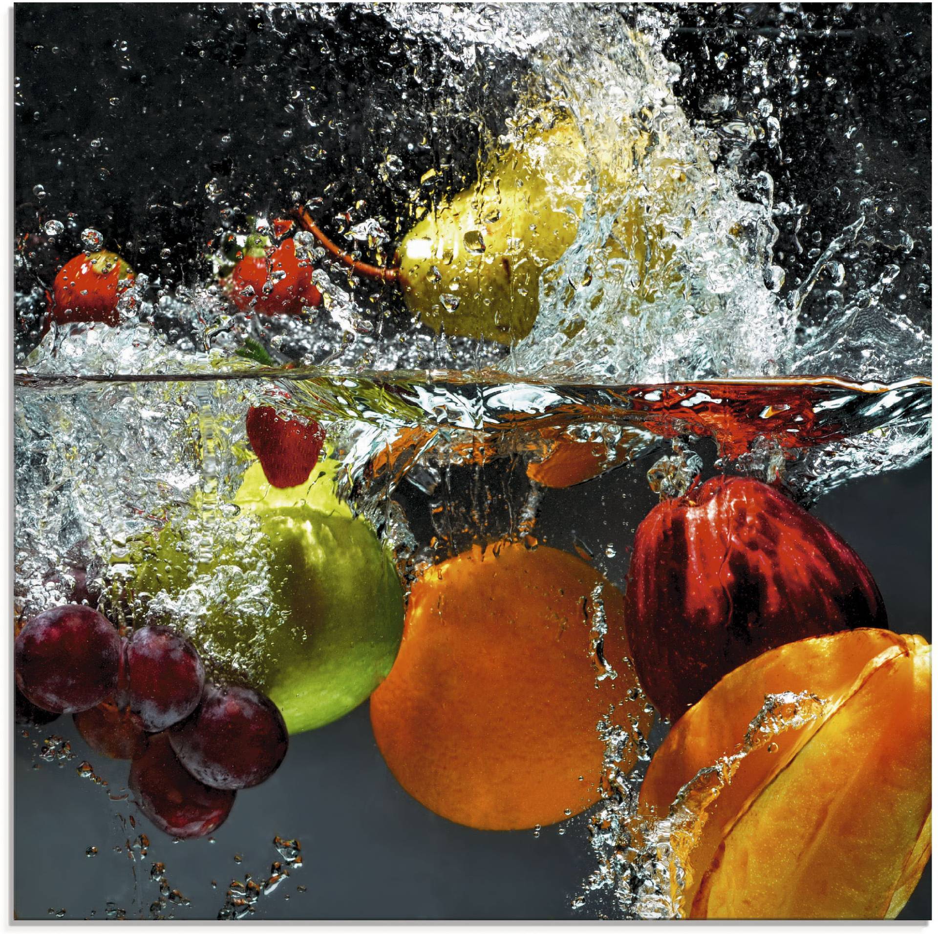 Artland Glasbild »Spritzendes Obst auf dem Wasser«, Lebensmittel, (1 St.), in verschiedenen Grössen von Artland
