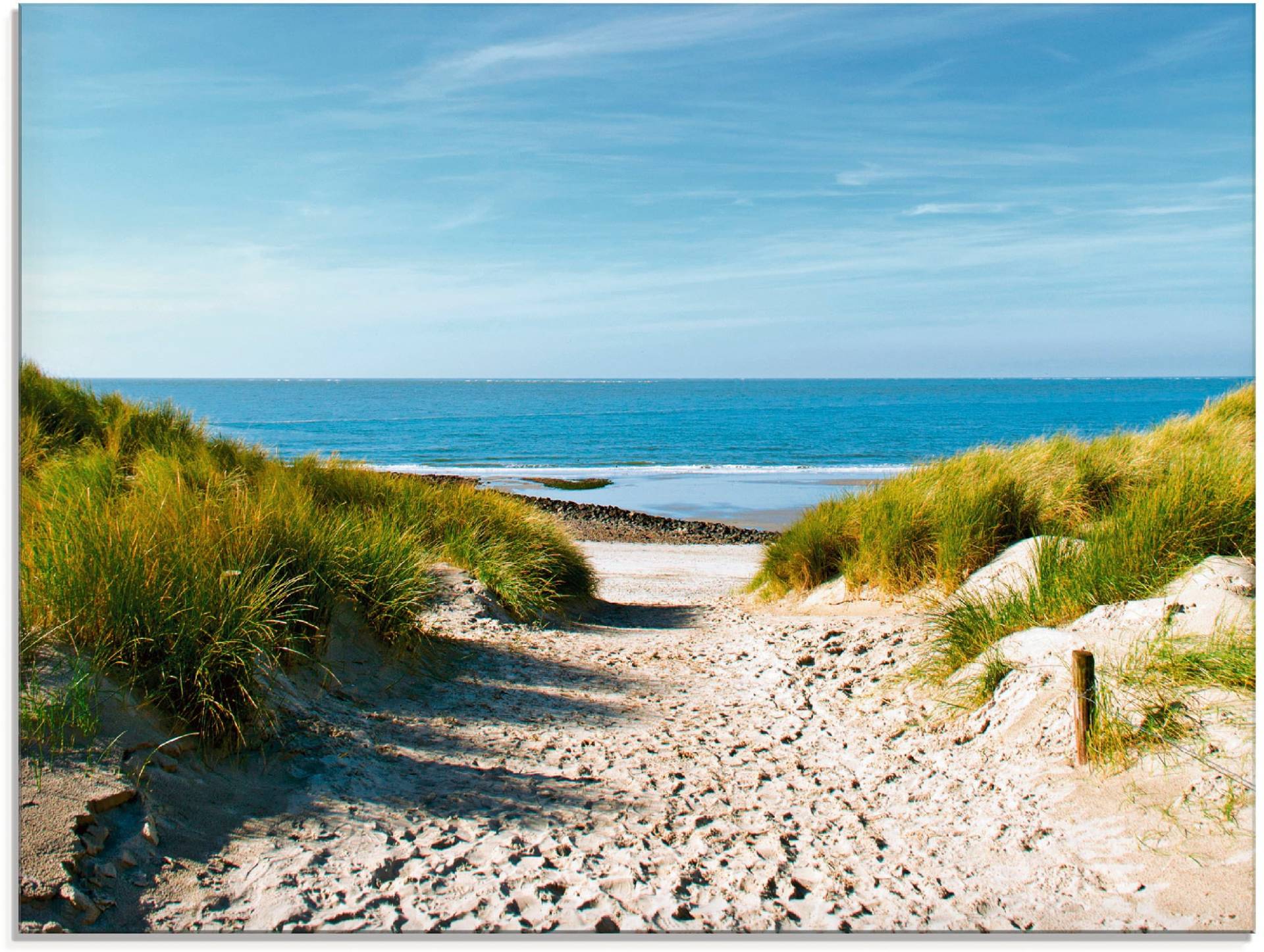 Artland Glasbild »Strand mit Sanddünen und Weg zur See«, Strand, (1 St.), in verschiedenen Grössen von Artland