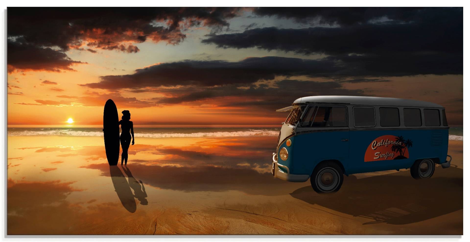 Artland Glasbild »Surfen in Kalifornien mit Camper T1«, Küste, (1 St.), in verschiedenen Grössen Artland Glasbild »Surfen in Kalifornien mit Camper T1«, Küste, (1 St.), in verschiedenen Grössen von Artland