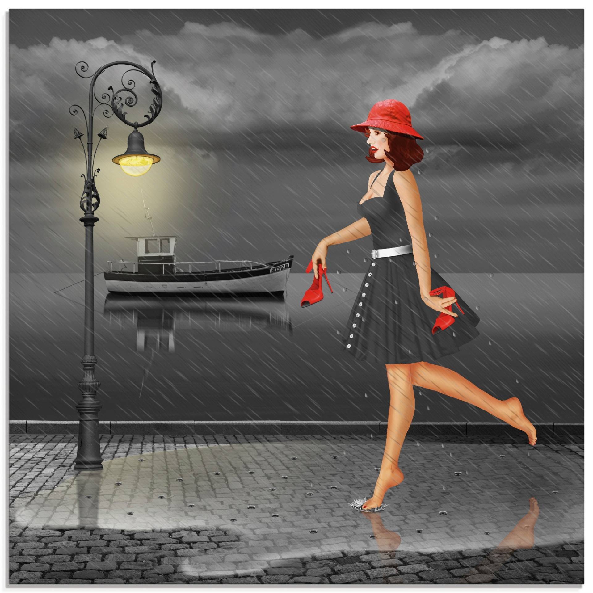 Artland Glasbild »Tanzen im Regen«, Frau, (1 St.), in verschiedenen Grössen von Artland