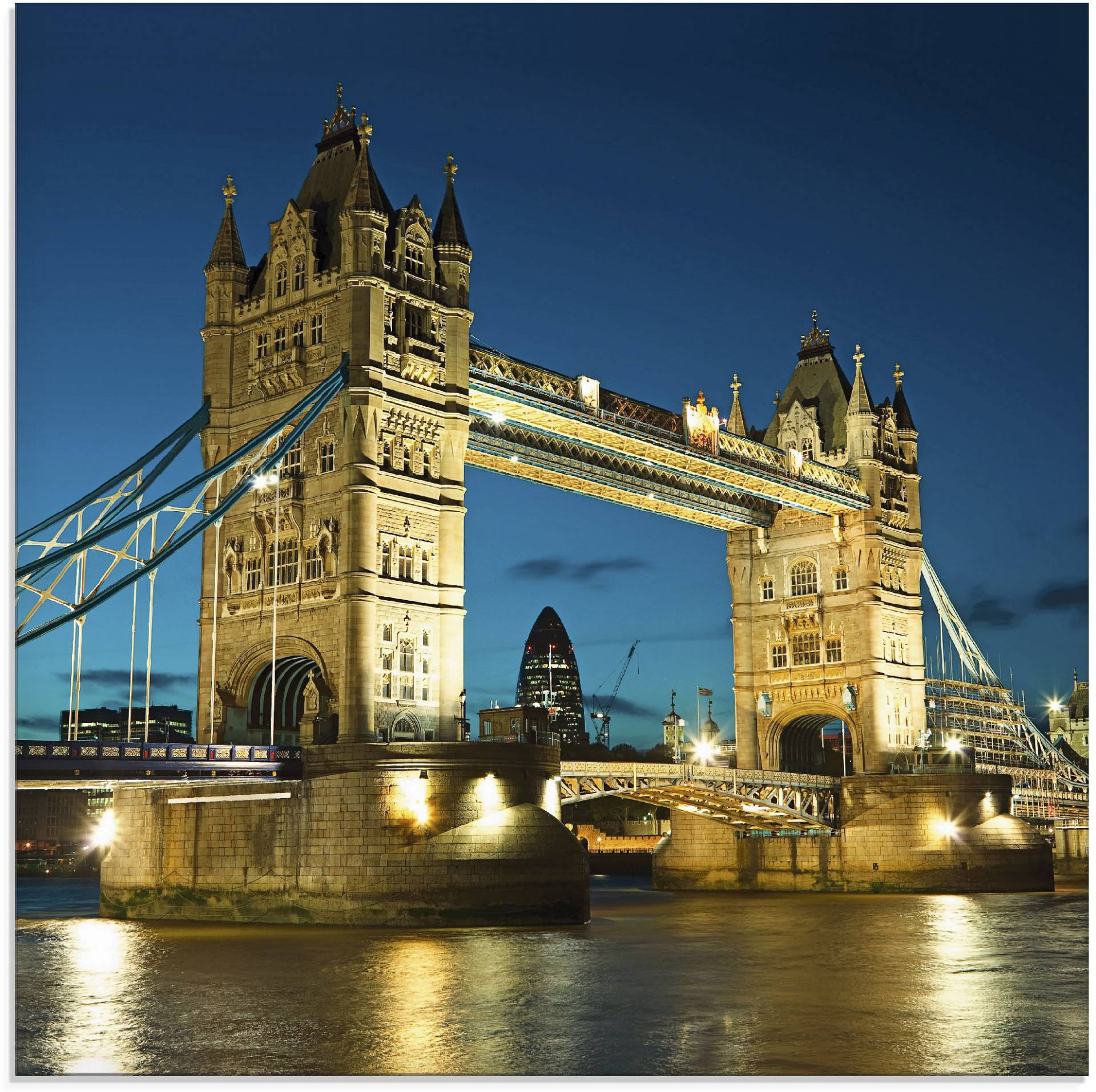 Artland Glasbild »Tower Bridge Abenddämmerung London«, Brücken, (1 St.), in verschiedenen Grössen von Artland