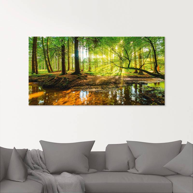 Artland Glasbild »Wald mit Bach«, Wald, (3 St.), in verschiedenen Grössen von Artland