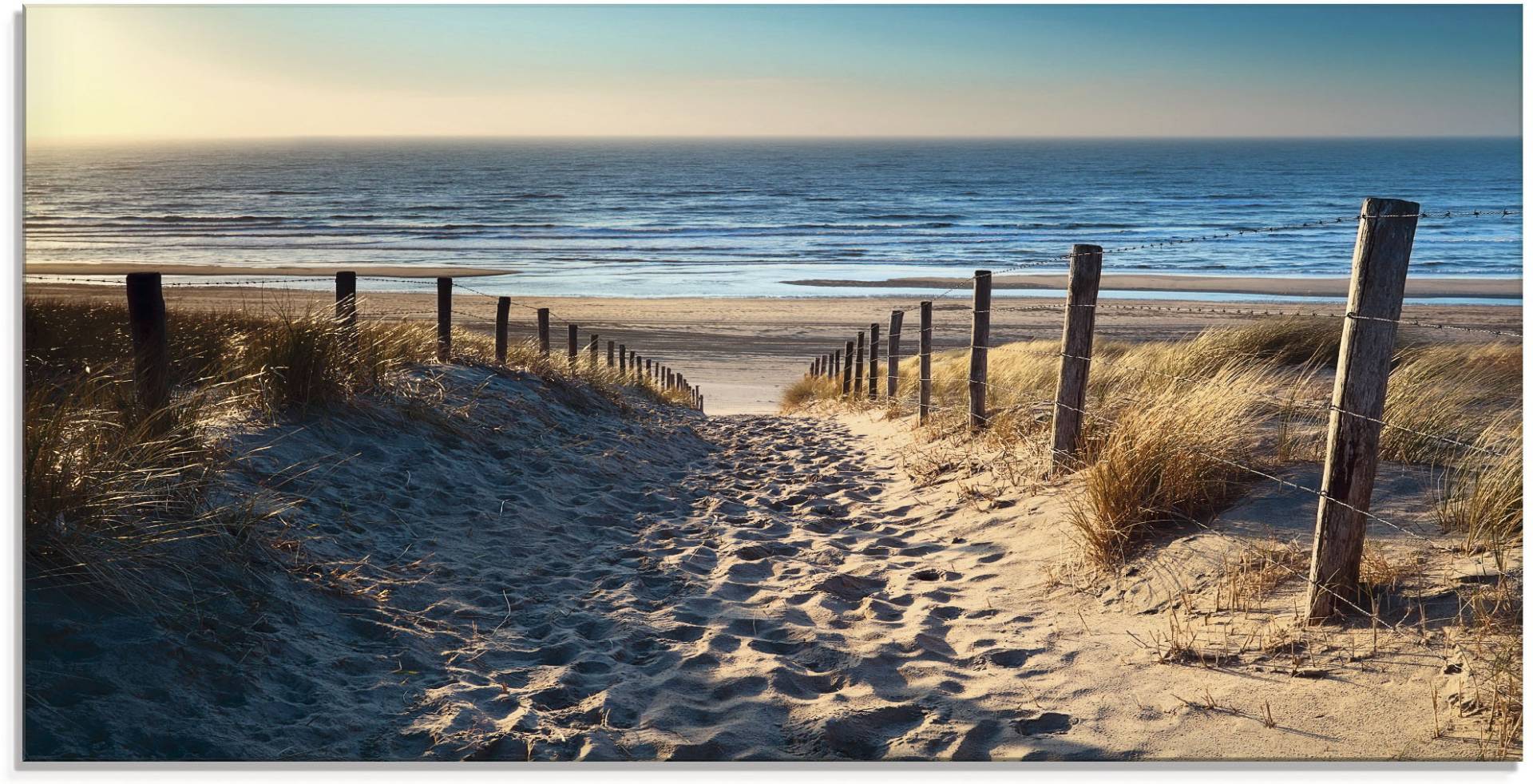 Artland Glasbild »Weg zum Nordseestrand Sonnenuntergang«, Strand, (1 St.), in verschiedenen Grössen von Artland