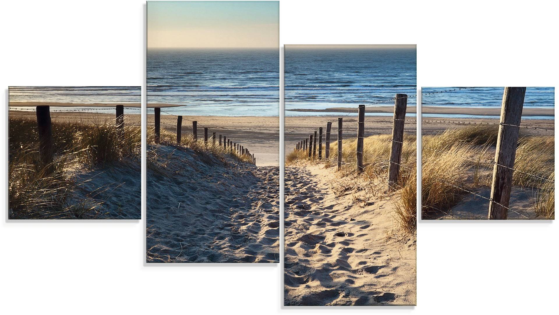 Artland Glasbild »Weg zum Nordseestrand Sonnenuntergang«, Strand, (4 St.), in verschiedenen Grössen von Artland