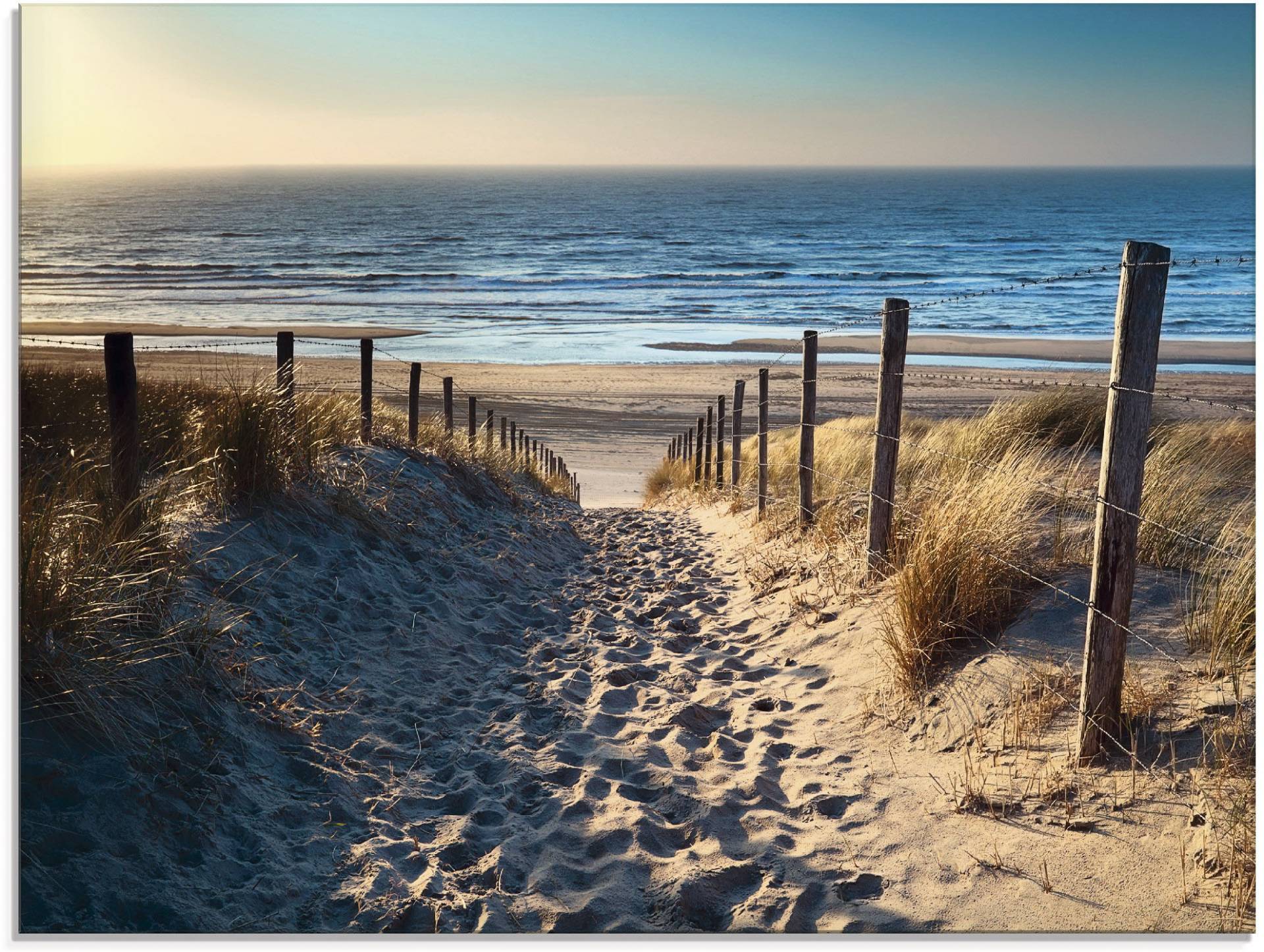 Artland Glasbild »Weg zum Nordseestrand Sonnenuntergang«, Strand, (1 St.), in verschiedenen Grössen von Artland