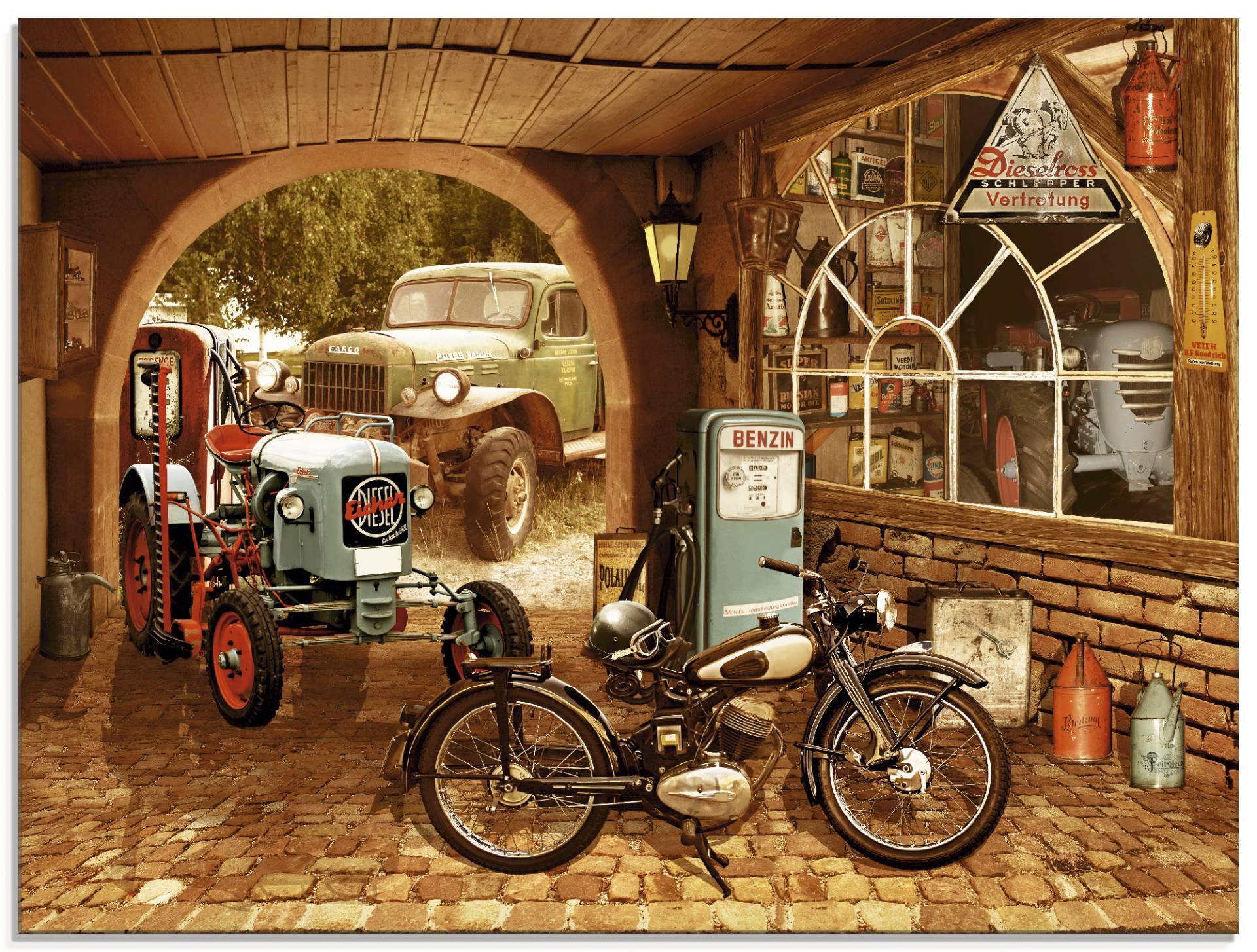Artland Glasbild »Werkstatt mit Traktor und Motorrad«, Traktoren, (1 St.), in verschiedenen Grössen Artland Glasbild »Werkstatt mit Traktor und Motorrad«, Traktoren, (1 St.), in verschiedenen Grössen von Artland