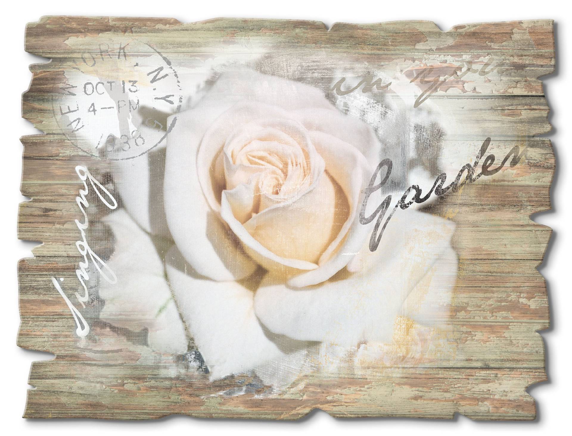 Artland Holzbild »In Buchstaben - Rose«, Blumen, (1 St.) von Artland