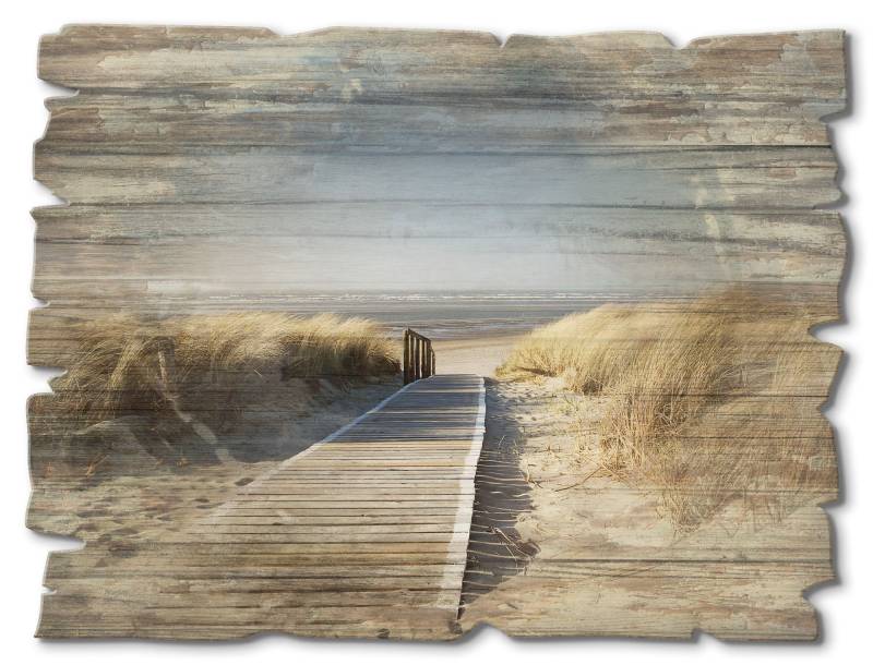 Artland Holzbild »Nordseestrand auf Langeoog - Steg«, Strand, (1 St.) von Artland