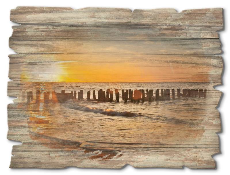 Artland Holzbild »Schöner Sonnenuntergang am Strand«, Strand, (1 St.) von Artland