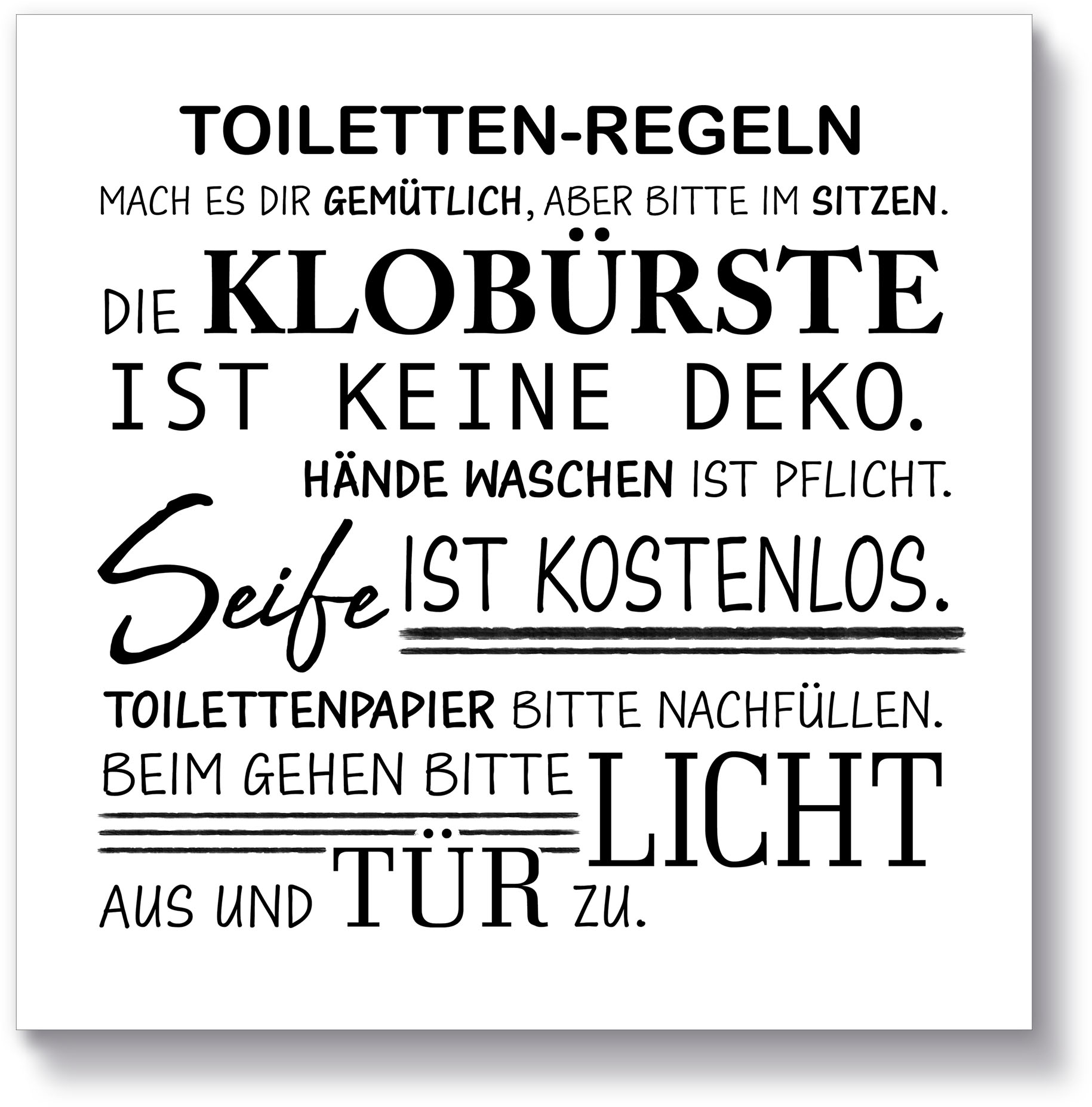 Artland Holzbild »Toilettenregeln«, Sprüche & Texte, (1 St.) von Artland