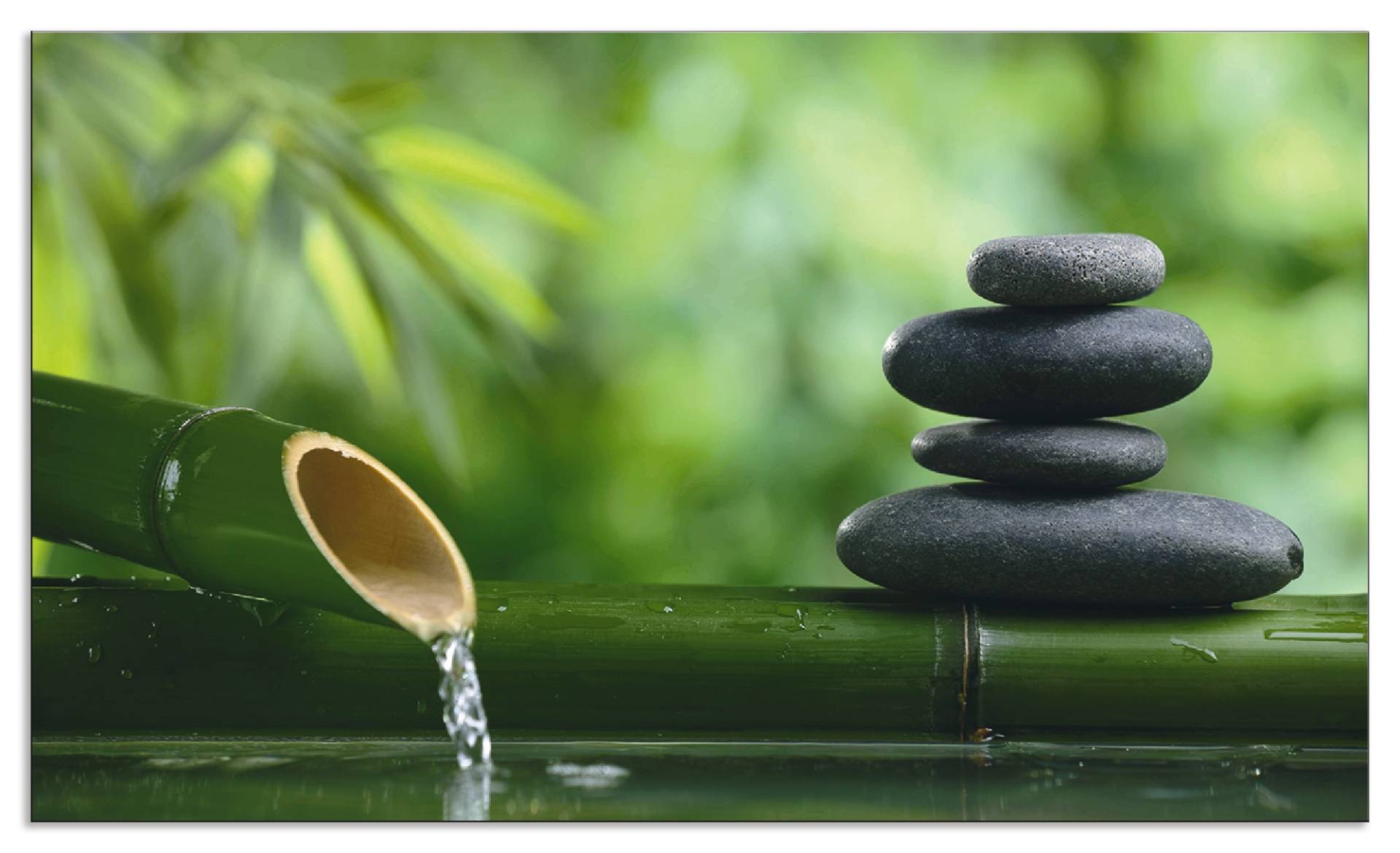 Artland Küchenrückwand »Bambusbrunnen und Zen-Stein«, (1 tlg.), Alu Spritzschutz mit Klebeband, einfache Montage von Artland