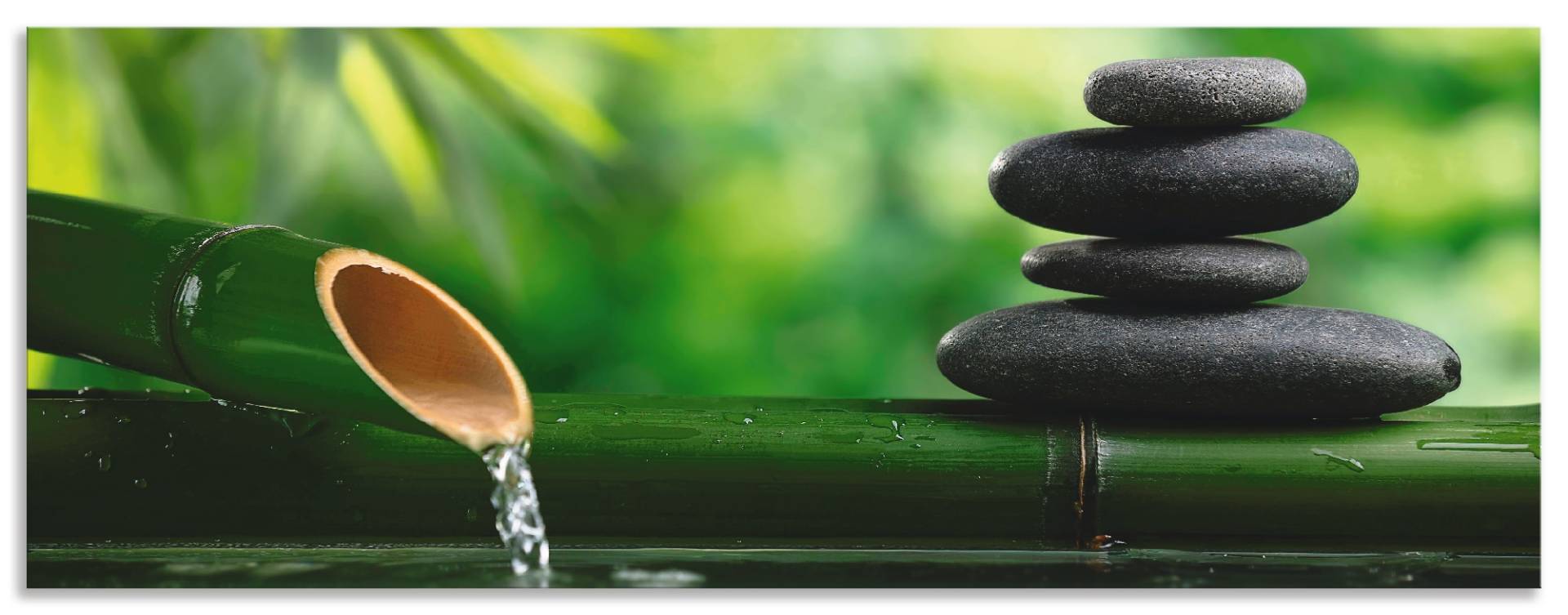 Artland Küchenrückwand »Bambusbrunnen und Zen-Stein«, (1 tlg.), Alu Spritzschutz mit Klebeband, einfache Montage von Artland