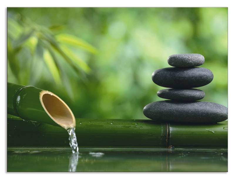 Artland Küchenrückwand »Bambusbrunnen und Zen-Stein«, (1 tlg.), Alu Spritzschutz mit Klebeband, einfache Montage von Artland