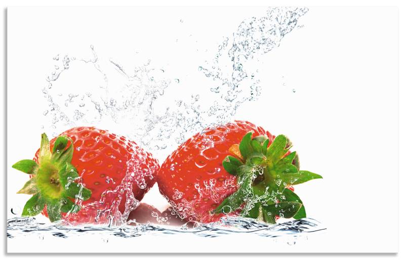 Artland Küchenrückwand »Erdbeeren mit Spritzwasser«, (1 tlg.), Alu Spritzschutz mit Klebeband, einfache Montage von Artland