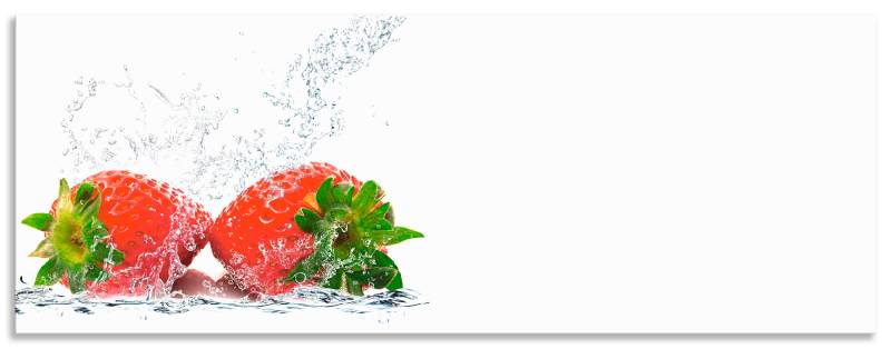 Artland Küchenrückwand »Erdbeeren mit Spritzwasser«, (1 tlg.), Alu Spritzschutz mit Klebeband, einfache Montage von Artland