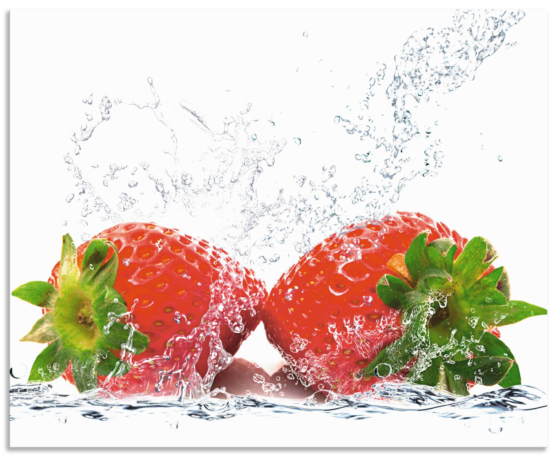 Artland Küchenrückwand »Erdbeeren mit Spritzwasser«, (1 tlg.), Alu Spritzschutz mit Klebeband, einfache Montage von Artland