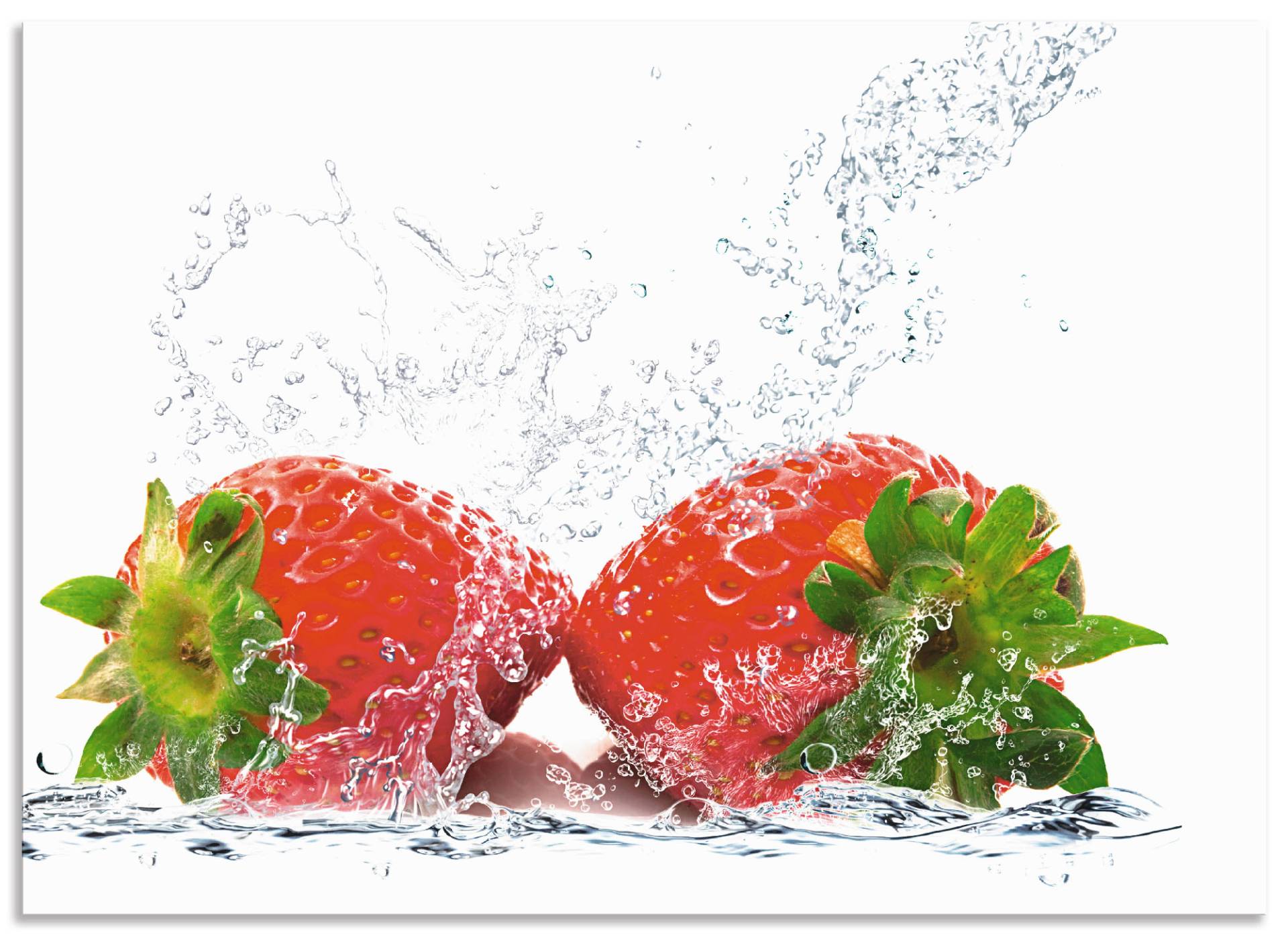 Artland Küchenrückwand »Erdbeeren mit Spritzwasser«, (1 tlg.), Alu Spritzschutz mit Klebeband, einfache Montage von Artland