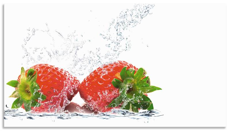 Artland Küchenrückwand »Erdbeeren mit Spritzwasser«, (1 tlg.), Alu Spritzschutz mit Klebeband, einfache Montage von Artland