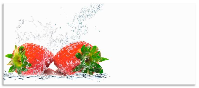 Artland Küchenrückwand »Erdbeeren mit Spritzwasser«, (1 tlg.), Alu Spritzschutz mit Klebeband, einfache Montage von Artland