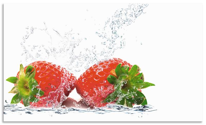 Artland Küchenrückwand »Erdbeeren mit Spritzwasser«, (1 tlg.), Alu Spritzschutz mit Klebeband, einfache Montage von Artland