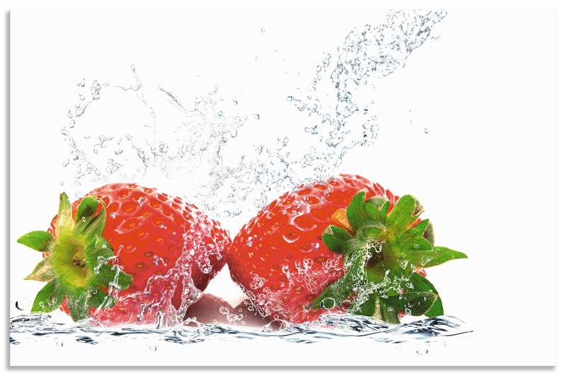 Artland Küchenrückwand »Erdbeeren mit Spritzwasser«, (1 tlg.), Alu Spritzschutz mit Klebeband, einfache Montage von Artland