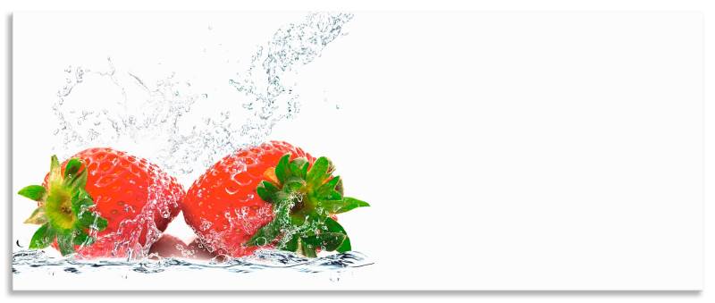 Artland Küchenrückwand »Erdbeeren mit Spritzwasser«, (1 tlg.), Alu Spritzschutz mit Klebeband, einfache Montage von Artland