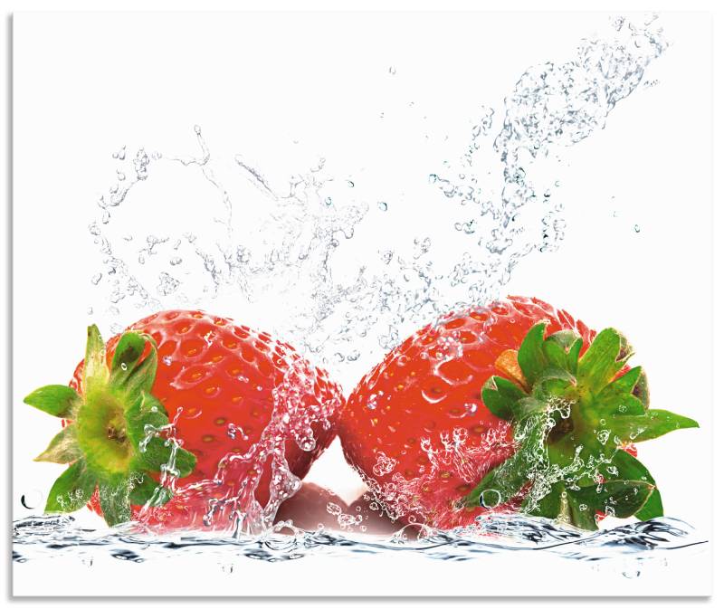 Artland Küchenrückwand »Erdbeeren mit Spritzwasser«, (1 tlg.), Alu Spritzschutz mit Klebeband, einfache Montage von Artland