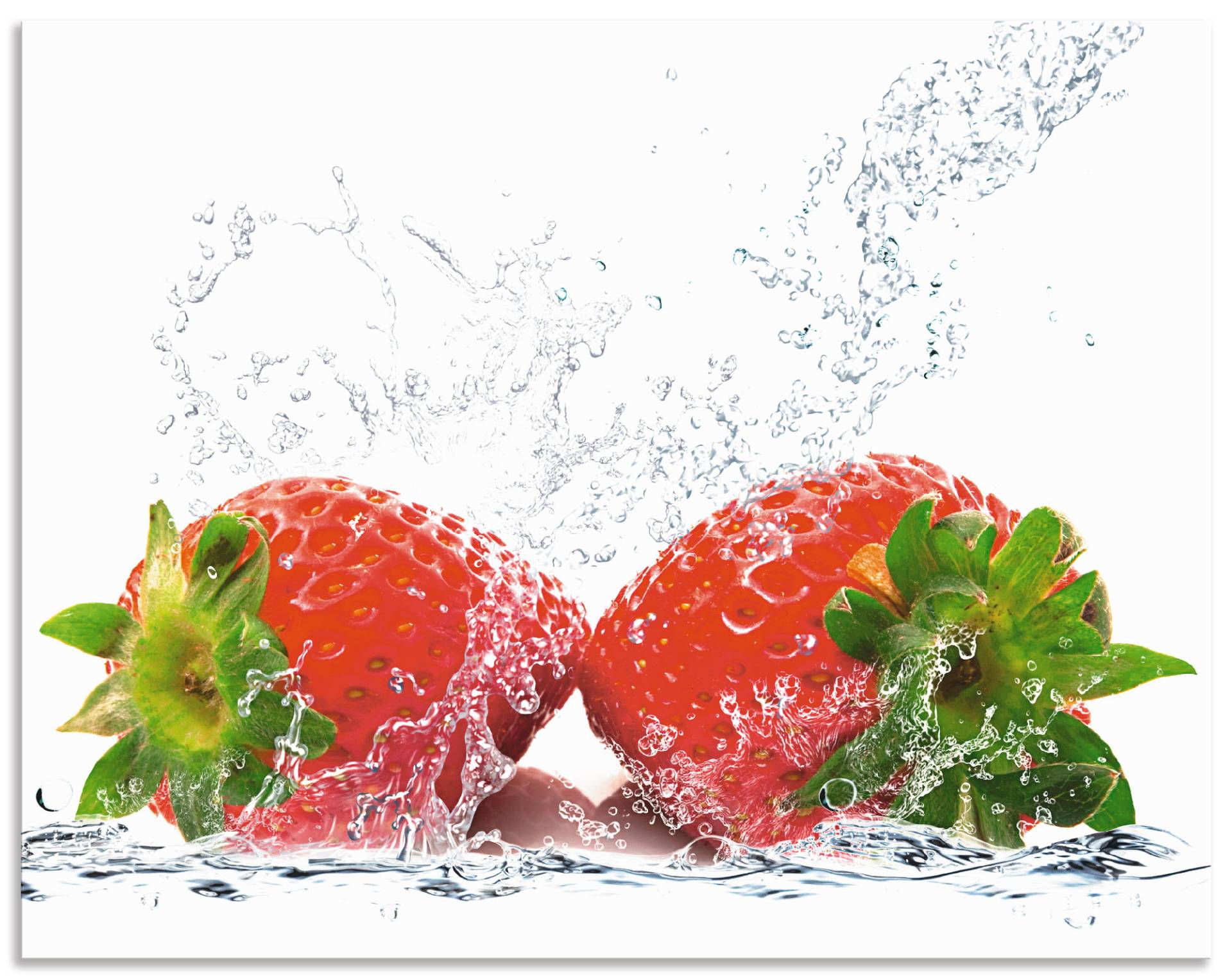 Artland Küchenrückwand »Erdbeeren mit Spritzwasser«, (1 tlg.), Alu Spritzschutz mit Klebeband, einfache Montage von Artland