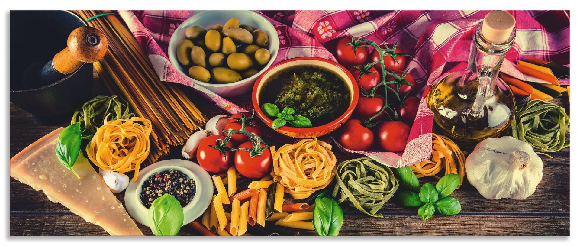 Artland Küchenrückwand »Italienisch mediterrane Lebensmittel«, (1 tlg.), Alu Spritzschutz mit Klebeband, einfache Montage von Artland