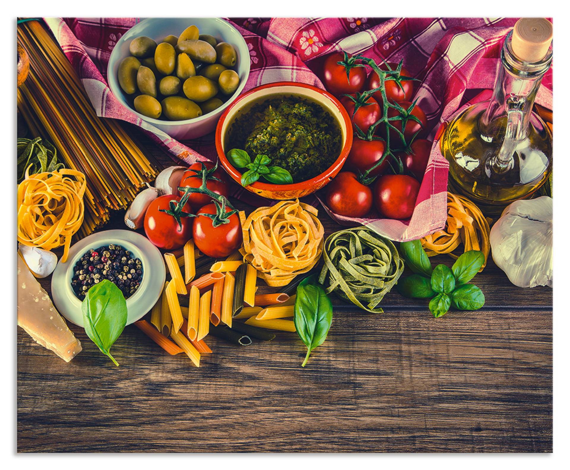 Artland Küchenrückwand »Italienisch mediterrane Lebensmittel«, (1 tlg.), Alu Spritzschutz mit Klebeband, einfache Montage von Artland