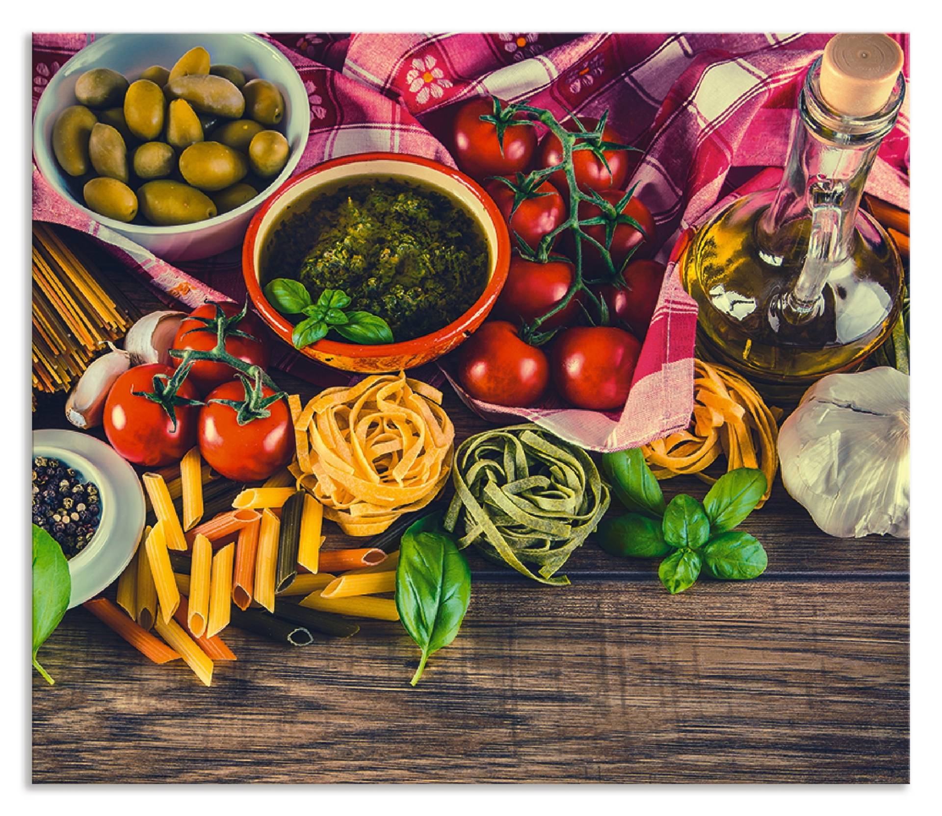 Artland Küchenrückwand »Italienisch mediterrane Lebensmittel«, (1 tlg.), Alu Spritzschutz mit Klebeband, einfache Montage von Artland