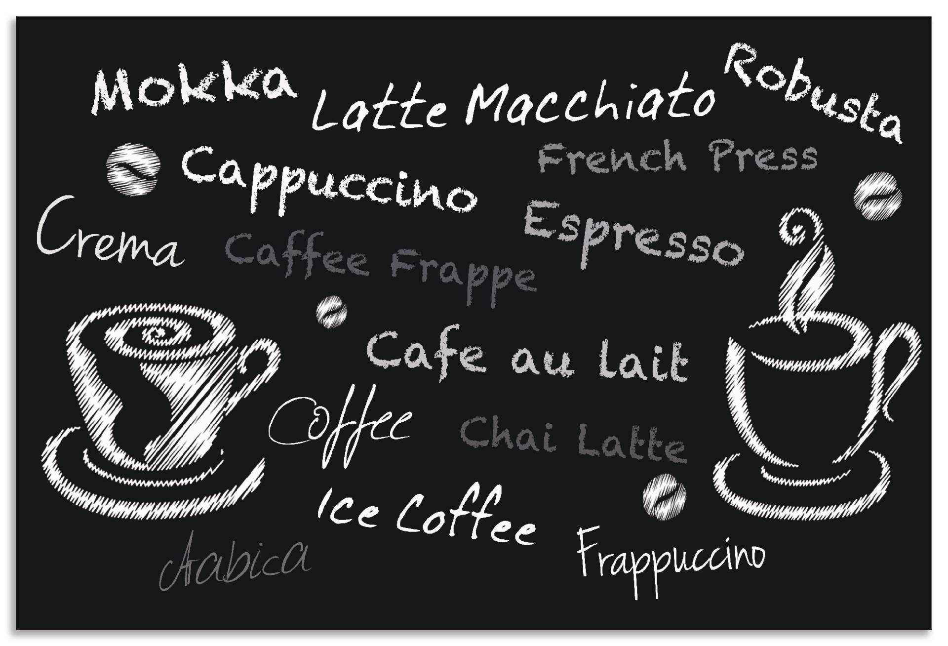 Artland Küchenrückwand »Kaffee. Designelemente auf einer Tafel«, (1 tlg.), Alu Spritzschutz mit Klebeband, einfache Montage Artland Küchenrückwand »Kaffee. Designelemente auf einer Tafel«, (1 tlg.), Alu Spritzschutz mit Klebeband, einfache Montage von Artland