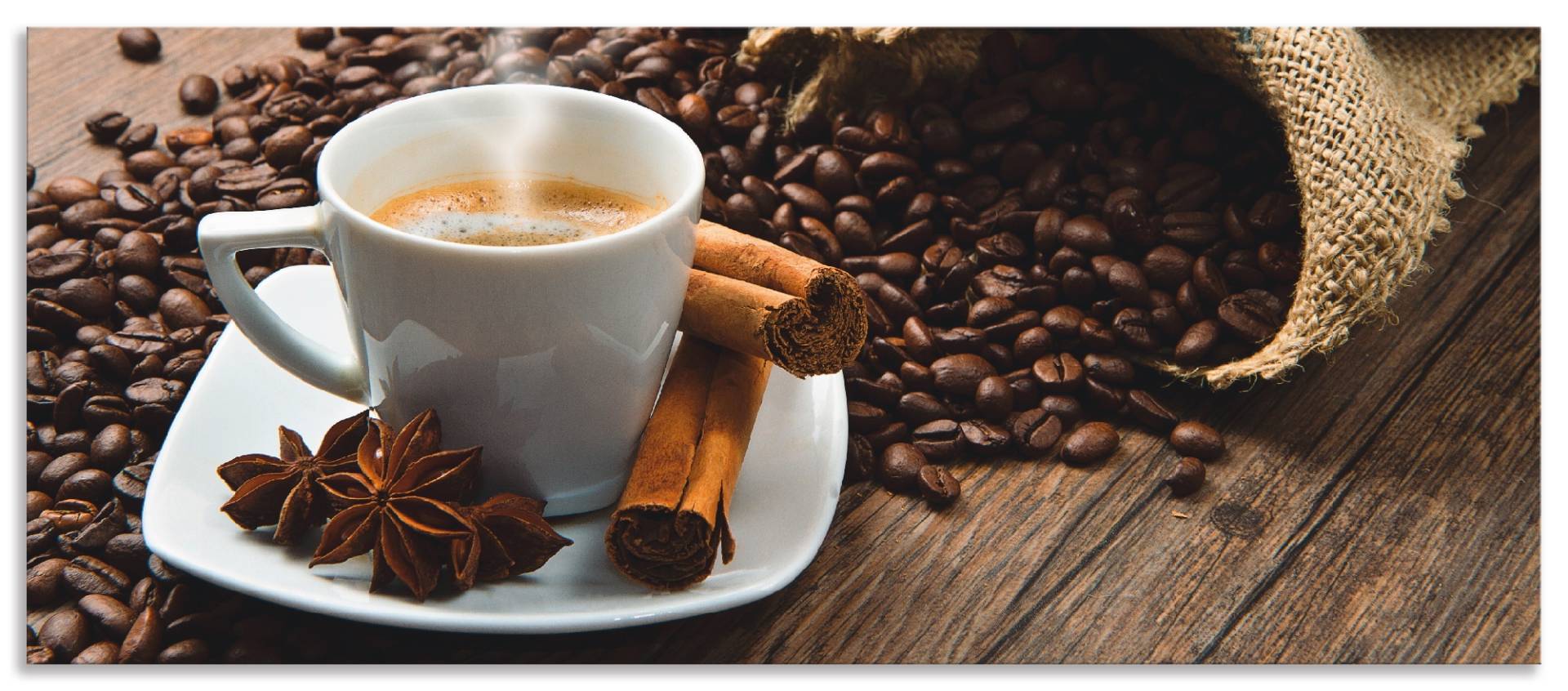 Artland Küchenrückwand »Kaffeetasse Leinensack mit Kaffeebohnen«, (1 tlg.), Alu Spritzschutz mit Klebeband, einfache Montage Artland Küchenrückwand »Kaffeetasse Leinensack mit Kaffeebohnen«, (1 tlg.), Alu Spritzschutz mit Klebeband, einfache Montage von Artland