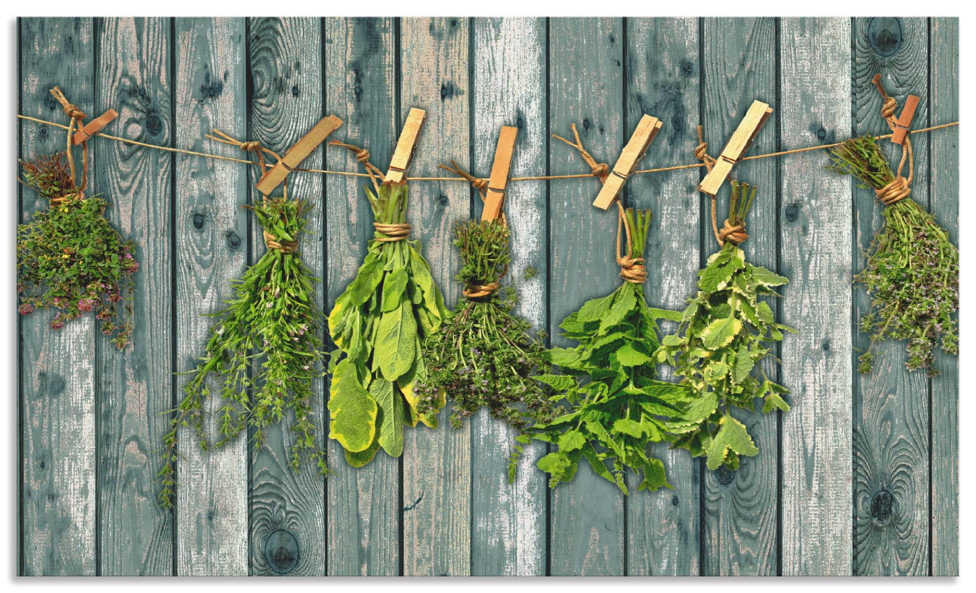 Artland Küchenrückwand »Kräuter mit Holzoptik«, (1 tlg.), Alu Spritzschutz mit Klebeband, einfache Montage Artland Küchenrückwand »Kräuter mit Holzoptik«, (1 tlg.), Alu Spritzschutz mit Klebeband, einfache Montage von Artland