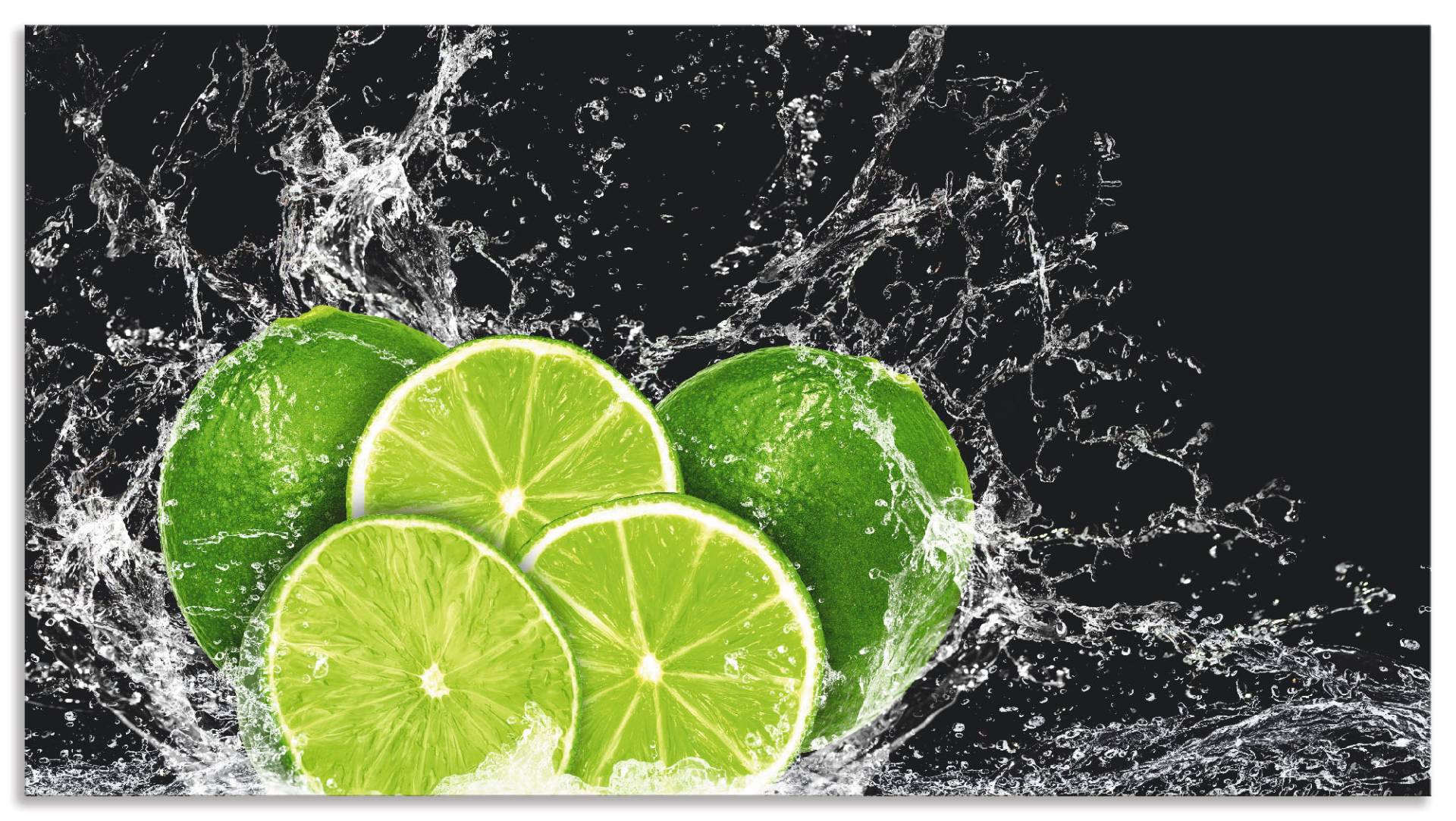 Artland Küchenrückwand »Limone mit Spritzwasser«, (1 tlg.), Alu Spritzschutz mit Klebeband, einfache Montage von Artland