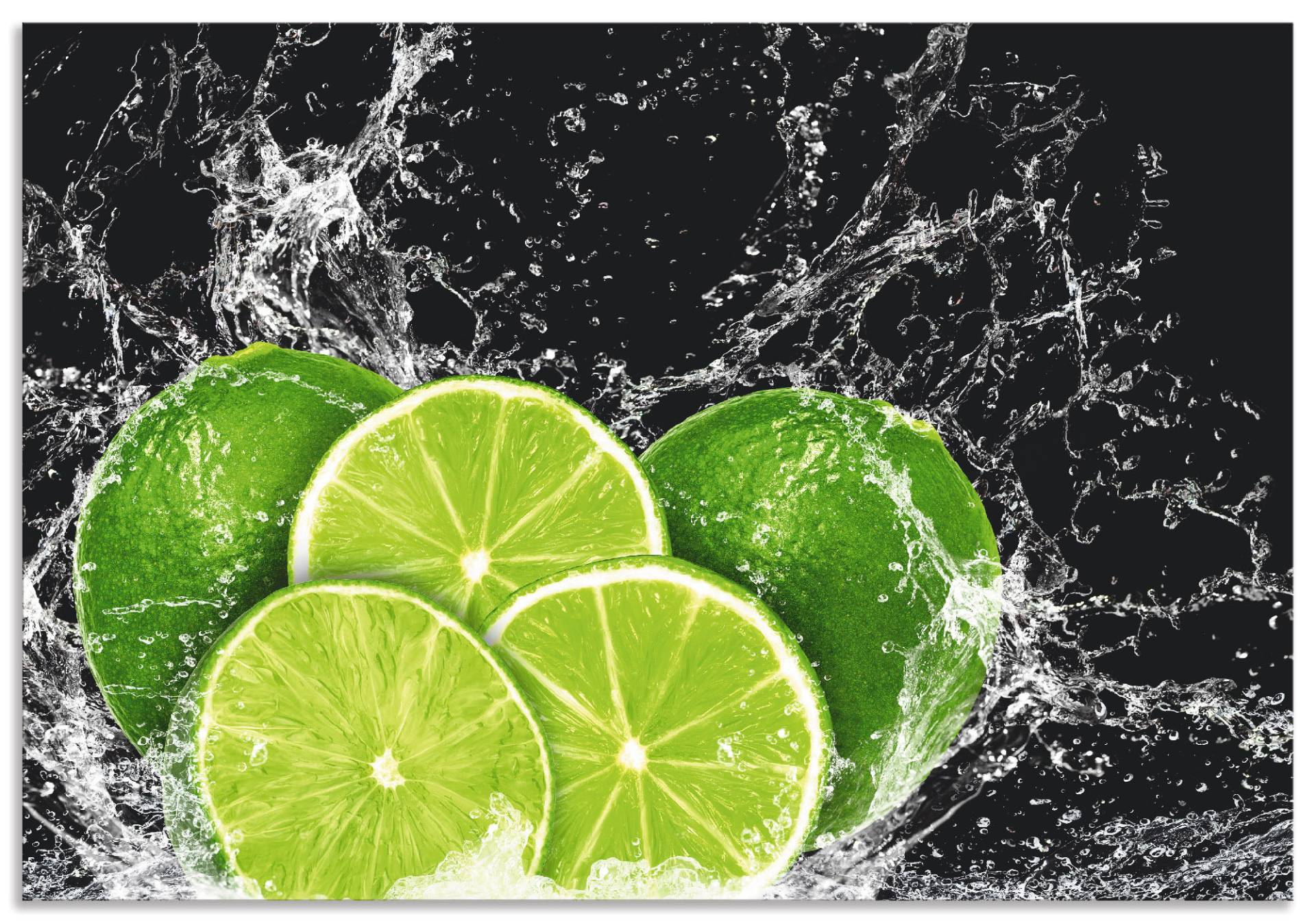 Artland Küchenrückwand »Limone mit Spritzwasser«, (1 tlg.), Alu Spritzschutz mit Klebeband, einfache Montage von Artland