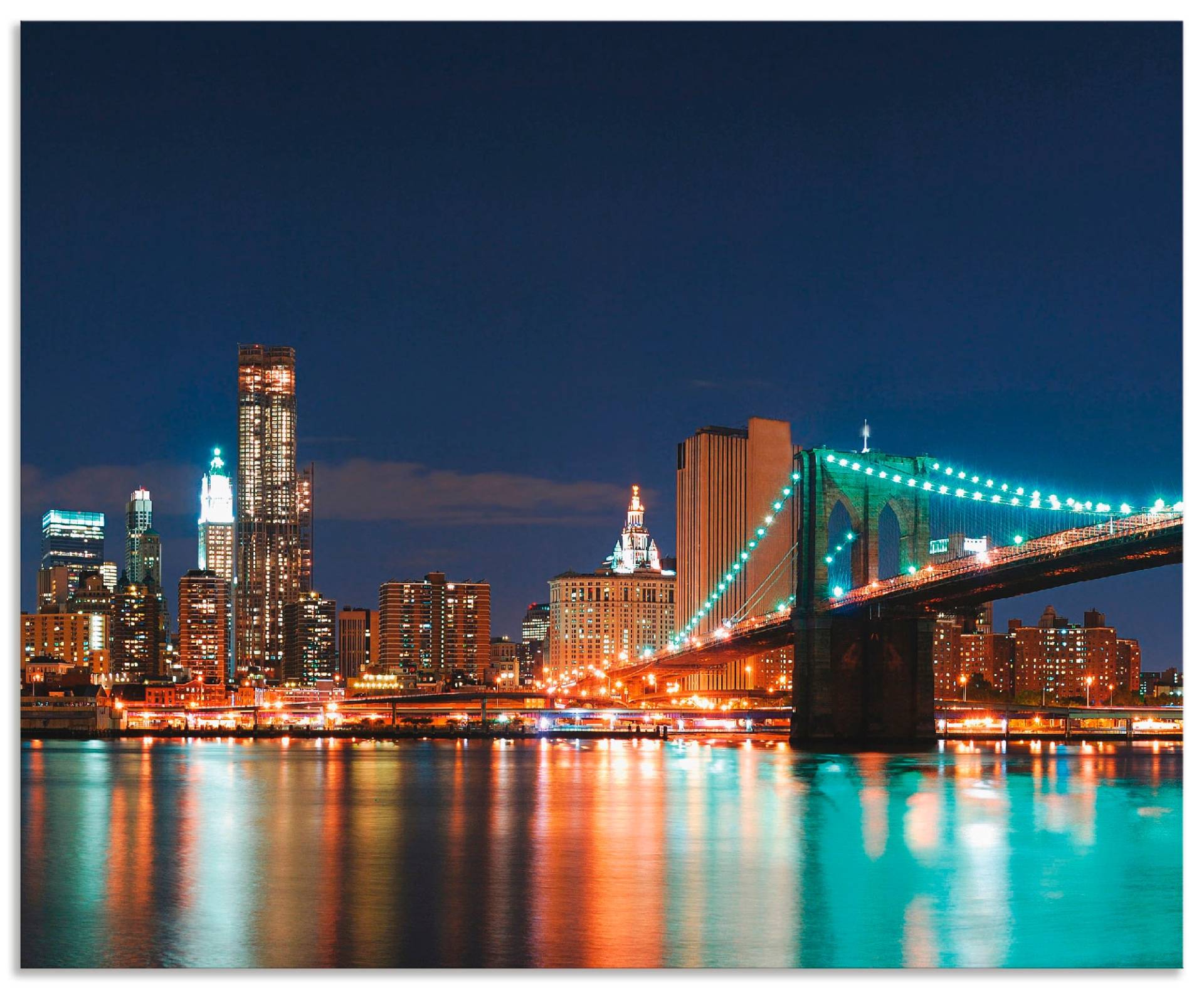 Artland Küchenrückwand »New York Skyline Brooklyn Bridge«, (1 tlg.), Alu Spritzschutz mit Klebeband, einfache Montage von Artland