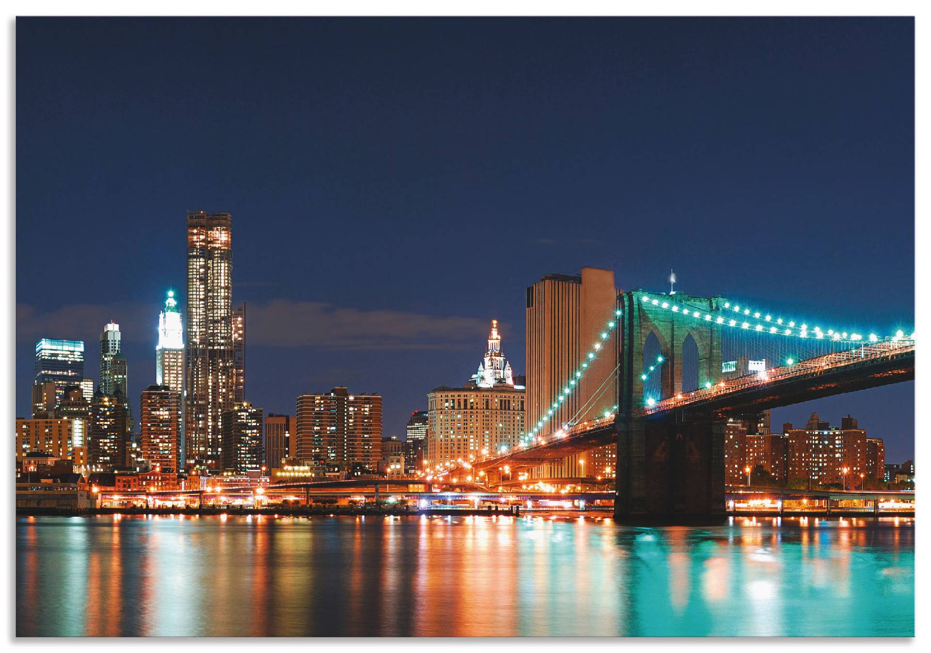 Artland Küchenrückwand »New York Skyline Brooklyn Bridge«, (1 tlg.), Alu Spritzschutz mit Klebeband, einfache Montage von Artland