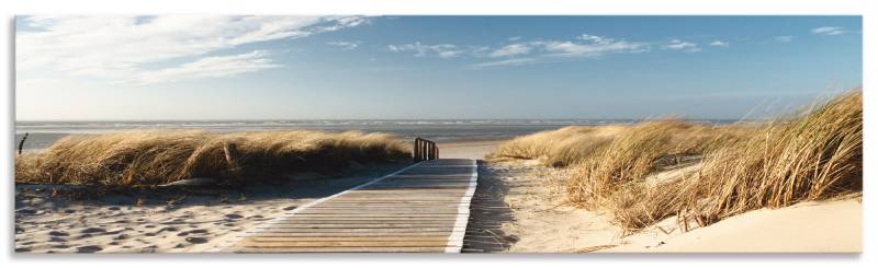 Artland Küchenrückwand »Nordseestrand auf Langeoog - Steg«, (1 tlg.), Alu Spritzschutz mit Klebeband, einfache Montage von Artland