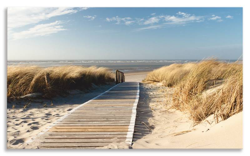 Artland Küchenrückwand »Nordseestrand auf Langeoog - Steg«, (1 tlg.), Alu Spritzschutz mit Klebeband, einfache Montage von Artland