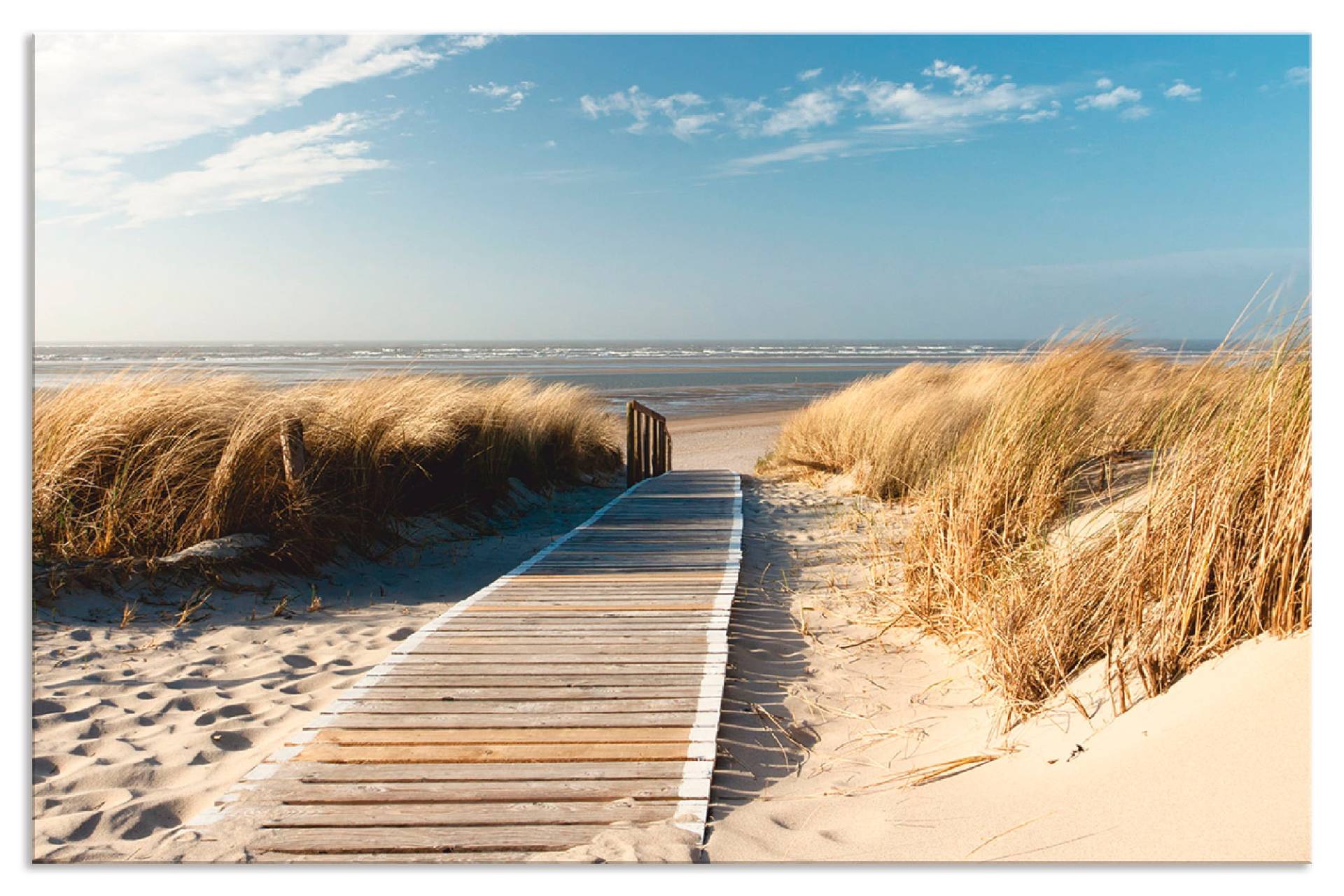 Artland Küchenrückwand »Nordseestrand auf Langeoog - Steg«, (1 tlg.), Alu Spritzschutz mit Klebeband, einfache Montage von Artland